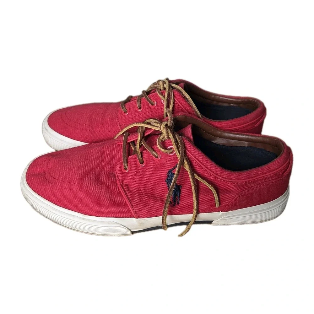 Polo Ralph Polo Faxon Deck Shoes Mens sz 9 All Leather Lacea Boat‎ Preppy Loafer